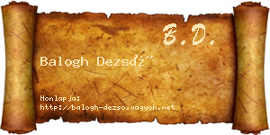 Balogh Dezső névjegykártya